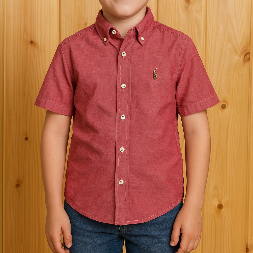 Polo Ralph Lauren Boys Cotton Button Down Oxford Red Size M (10-12) Preppy Pony